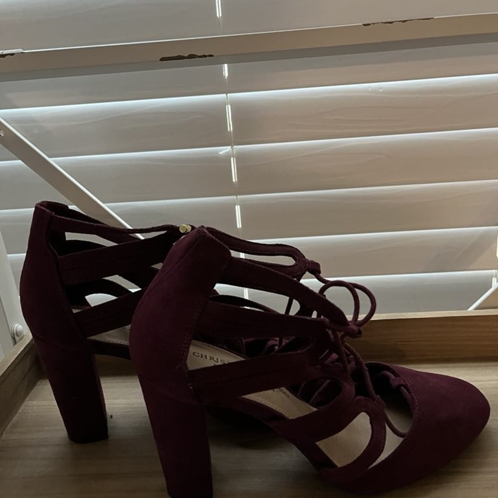 Elegant Burgundy Lace-Up Heels